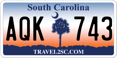 SC license plate AQK743