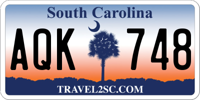 SC license plate AQK748