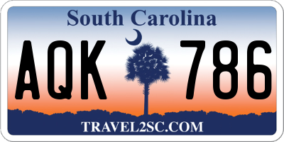 SC license plate AQK786
