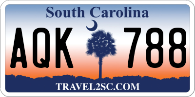 SC license plate AQK788