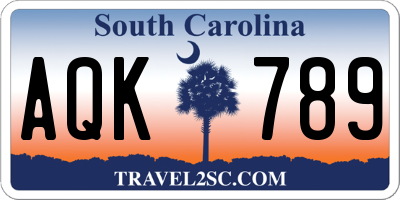 SC license plate AQK789