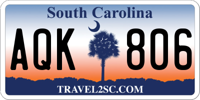 SC license plate AQK806
