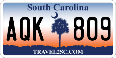 SC license plate AQK809