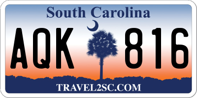 SC license plate AQK816