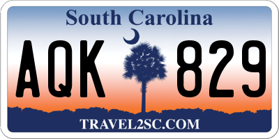 SC license plate AQK829