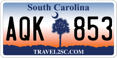 SC license plate AQK853