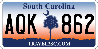 SC license plate AQK862