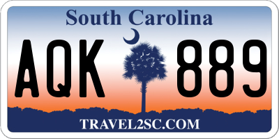 SC license plate AQK889