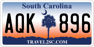 SC license plate AQK896