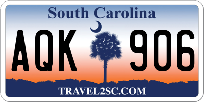 SC license plate AQK906
