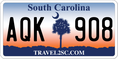SC license plate AQK908
