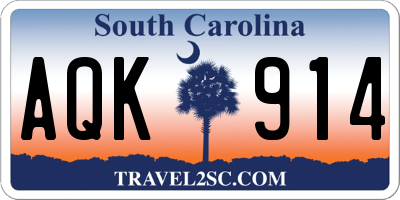 SC license plate AQK914