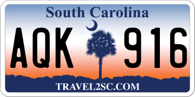 SC license plate AQK916