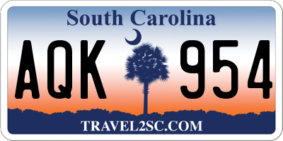 SC license plate AQK954