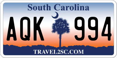 SC license plate AQK994