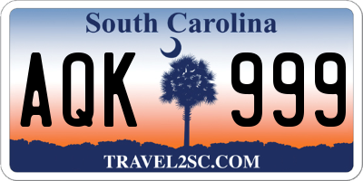 SC license plate AQK999