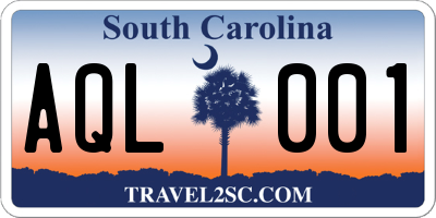 SC license plate AQL001