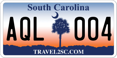 SC license plate AQL004