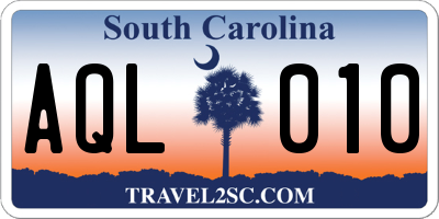 SC license plate AQL010
