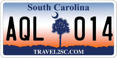 SC license plate AQL014