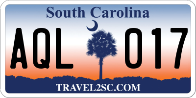 SC license plate AQL017