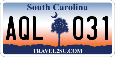 SC license plate AQL031