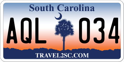 SC license plate AQL034