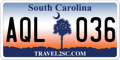 SC license plate AQL036