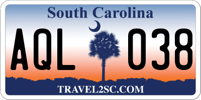 SC license plate AQL038
