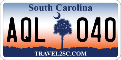 SC license plate AQL040