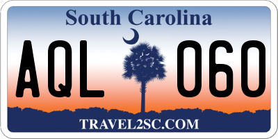 SC license plate AQL060