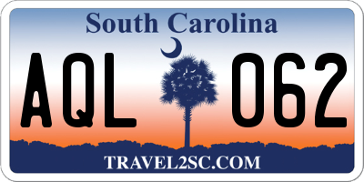 SC license plate AQL062