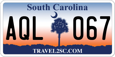 SC license plate AQL067