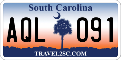 SC license plate AQL091