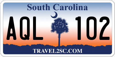 SC license plate AQL102