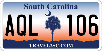 SC license plate AQL106