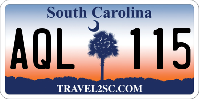 SC license plate AQL115