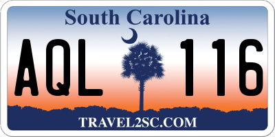 SC license plate AQL116