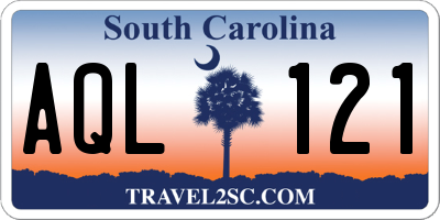 SC license plate AQL121