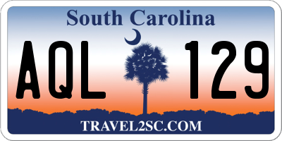 SC license plate AQL129