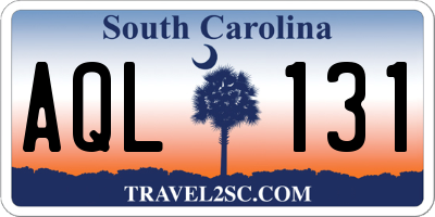 SC license plate AQL131