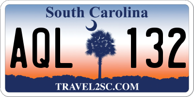 SC license plate AQL132
