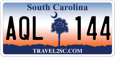 SC license plate AQL144