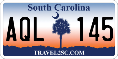 SC license plate AQL145