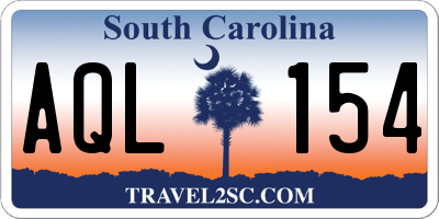 SC license plate AQL154