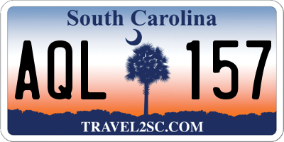 SC license plate AQL157