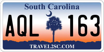 SC license plate AQL163