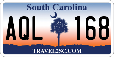 SC license plate AQL168