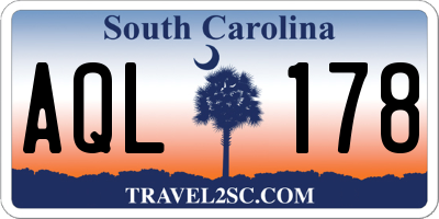 SC license plate AQL178