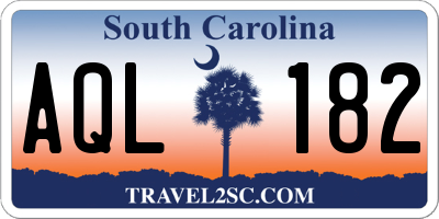 SC license plate AQL182